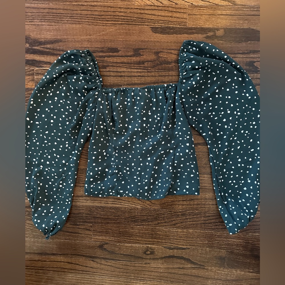 Abercrombie & Fitch Teal Blouse with White Dots